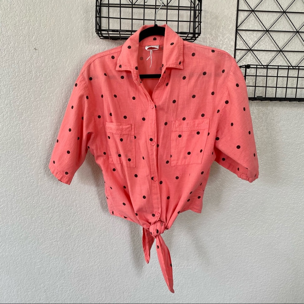 Cotton button up crop top
